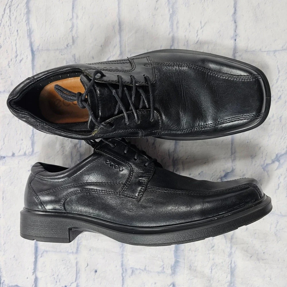 ECCO Helsinki Oxford Shoes Mens 45 US Black Leather Bicycle Toe Derby Dress Shoe